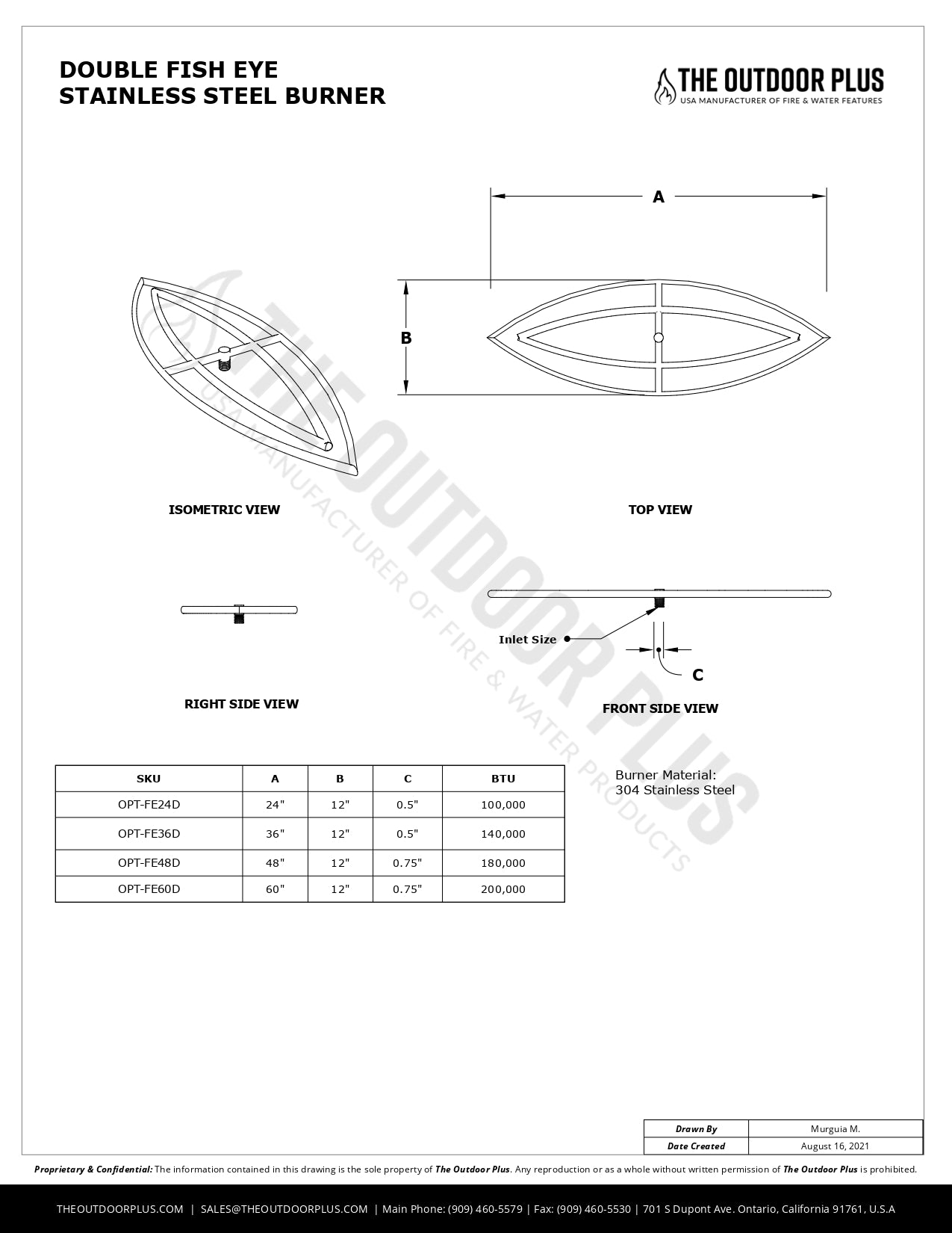 Steel Burners | Double Fish Eye Stainless Steel Burner | American Fire Features