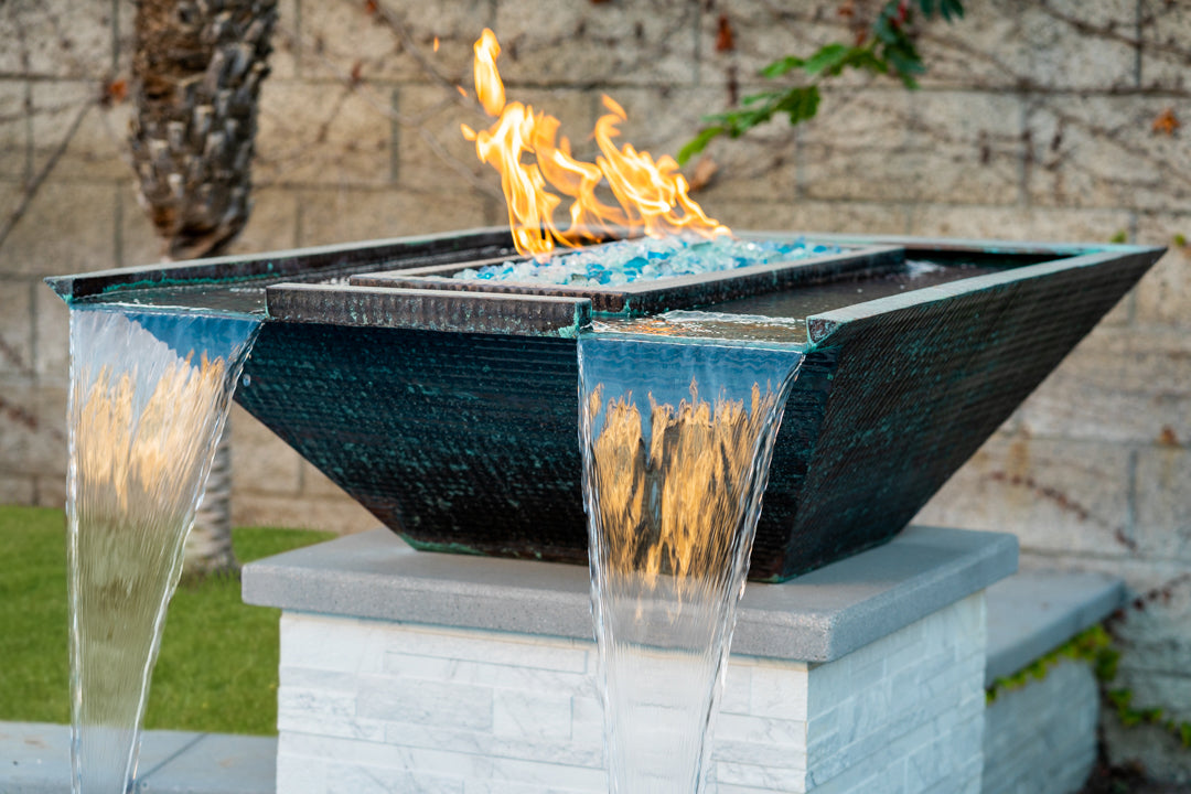 Nile Hammered Copper Fire & Water Bowl by The Outdoor Plus - Free Cover Included | American Fire Features