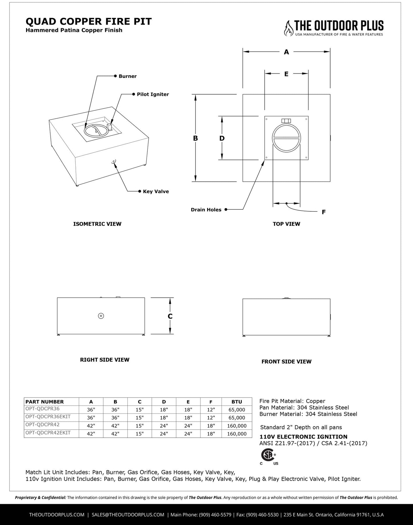 Best quality fire pit | Quad Copper Fire Pit | American Fire Features