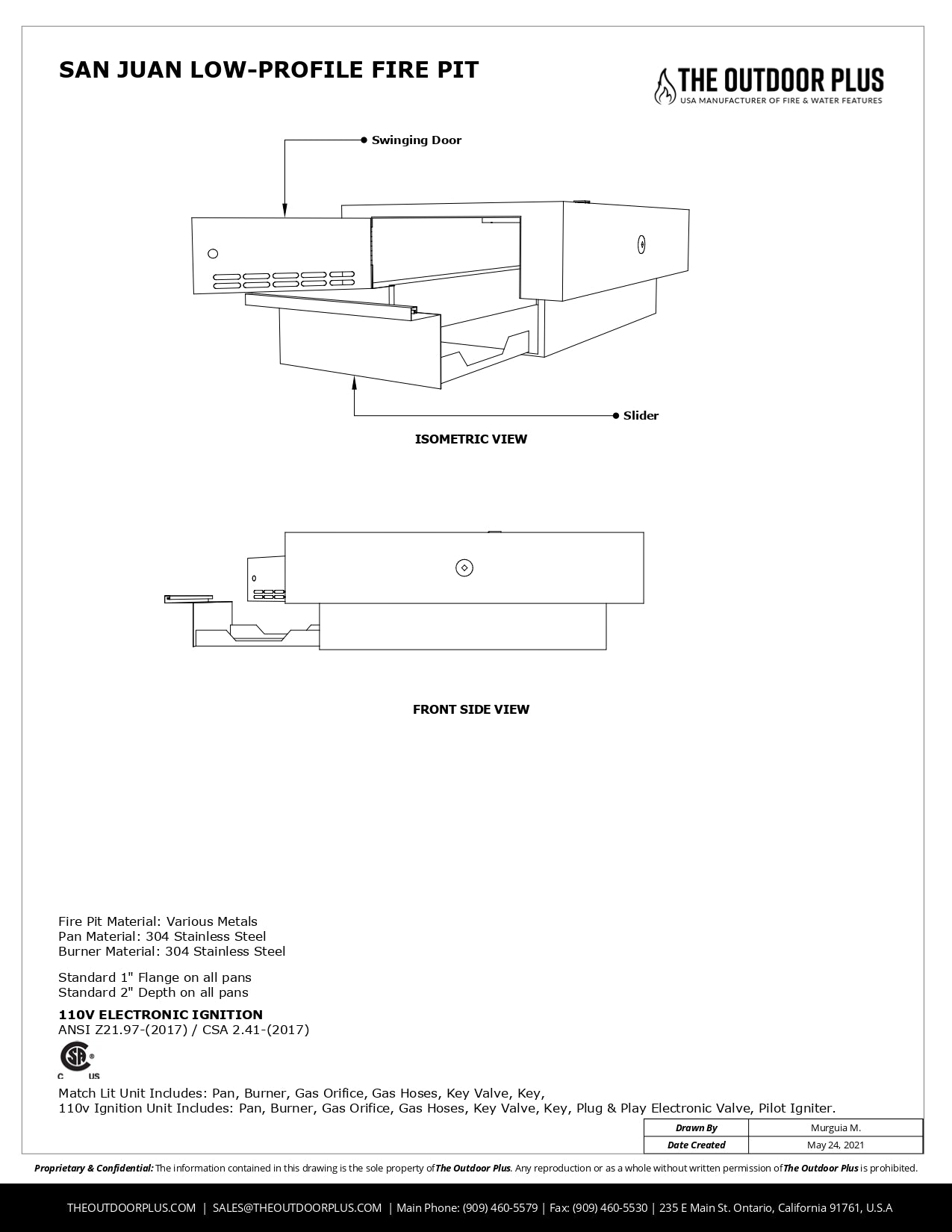 San Juan Low Profile Fire Pit by The Outdoor Plus | American Fire Features