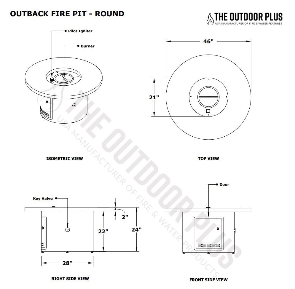 Round Outback Fire Pit by The Outdoor Plus - Free Cover Included | American Fire Features