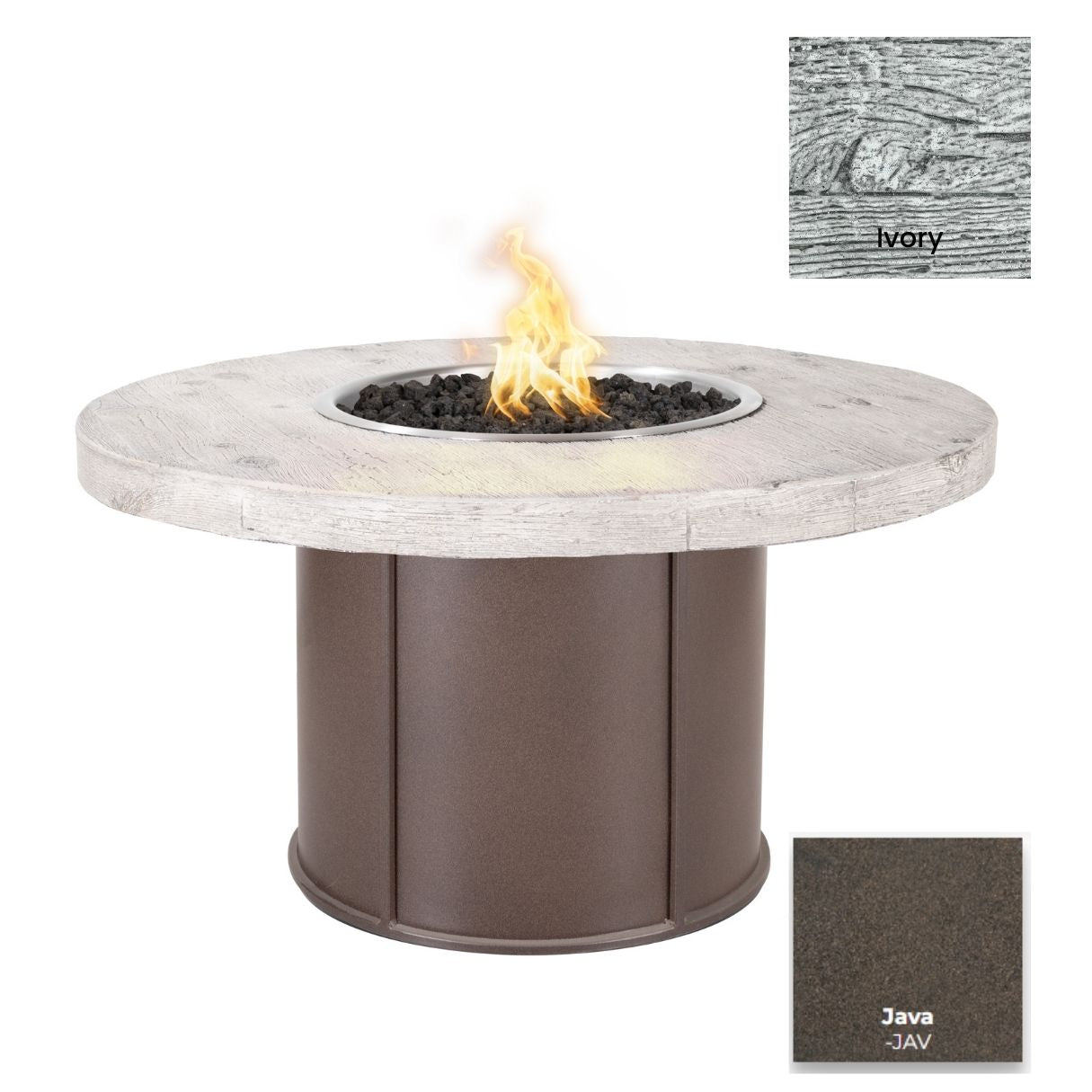 Fresno Wood Grain Concrete and Steel Fire Table by The Outdoor Plus - Free Cover Included