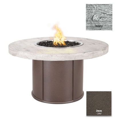 Fresno Wood Grain Concrete and Steel Fire Table by The Outdoor Plus - Free Cover Included