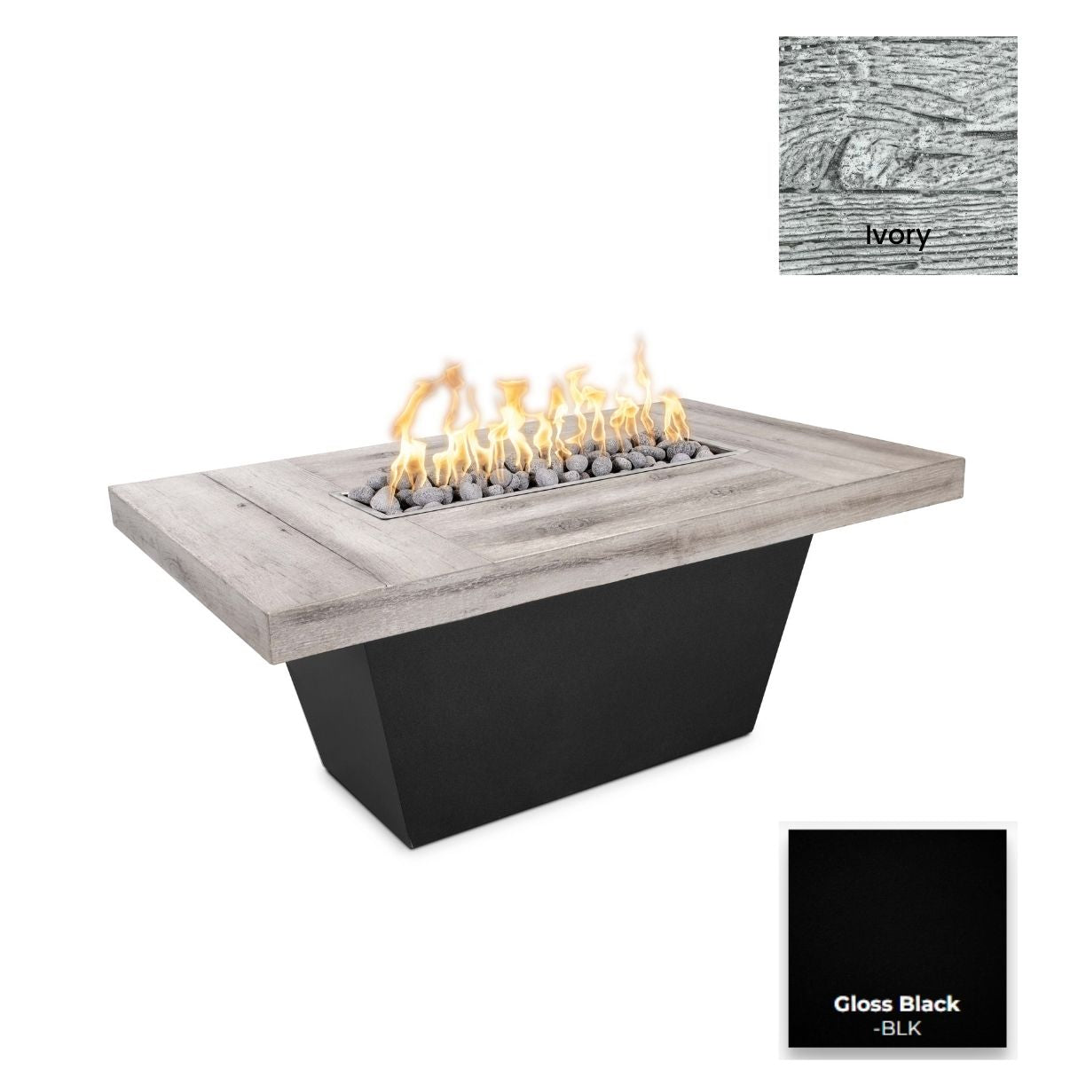 Tacoma Wood Grain Concrete and Steel Fire Table by The Outdoor Plus - Free Cover Included