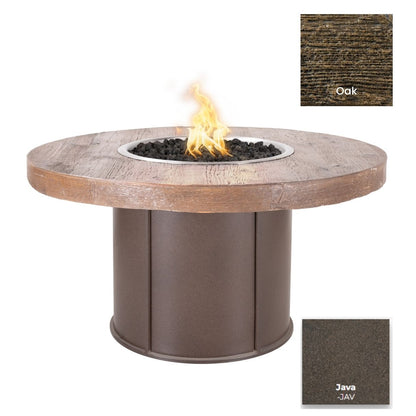 Fresno Wood Grain Concrete and Steel Fire Table by The Outdoor Plus - Free Cover Included