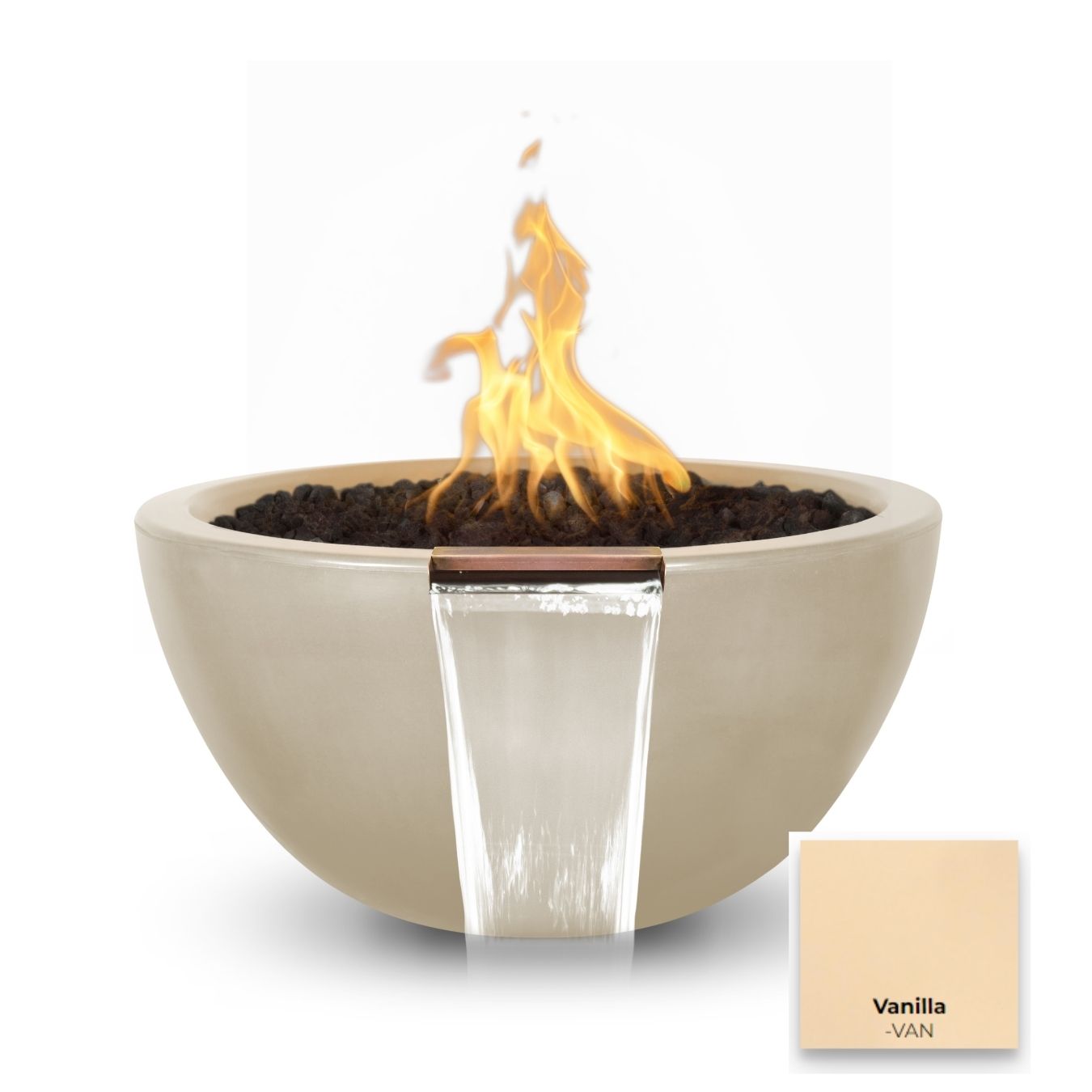 Luna Concrete Fire & Water Bowl by The Outdoor Plus - Free Cover Included