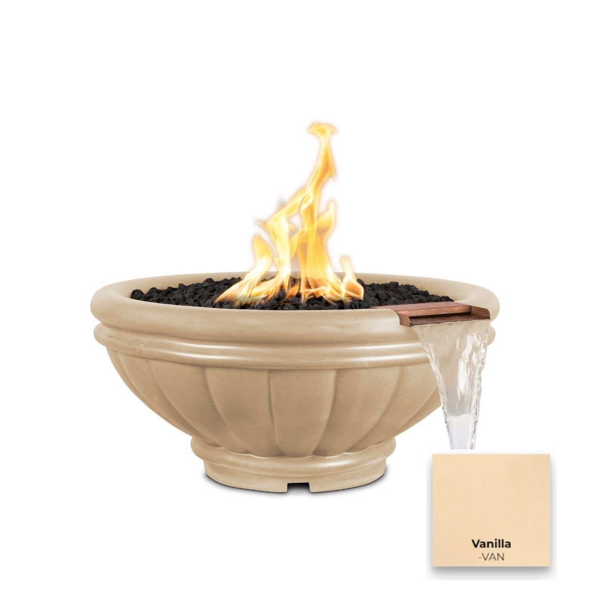 Roma Concrete Fire & Water Bowl by The Outdoor Plus - Free Cover Included