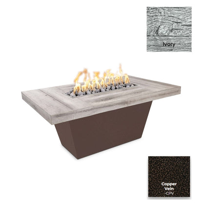 Tacoma Wood Grain Concrete and Steel Fire Table by The Outdoor Plus - Free Cover Included