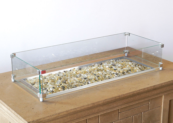 Buy Now Rectangular Glass Wind Guard 35x14.5 – American Fire Features