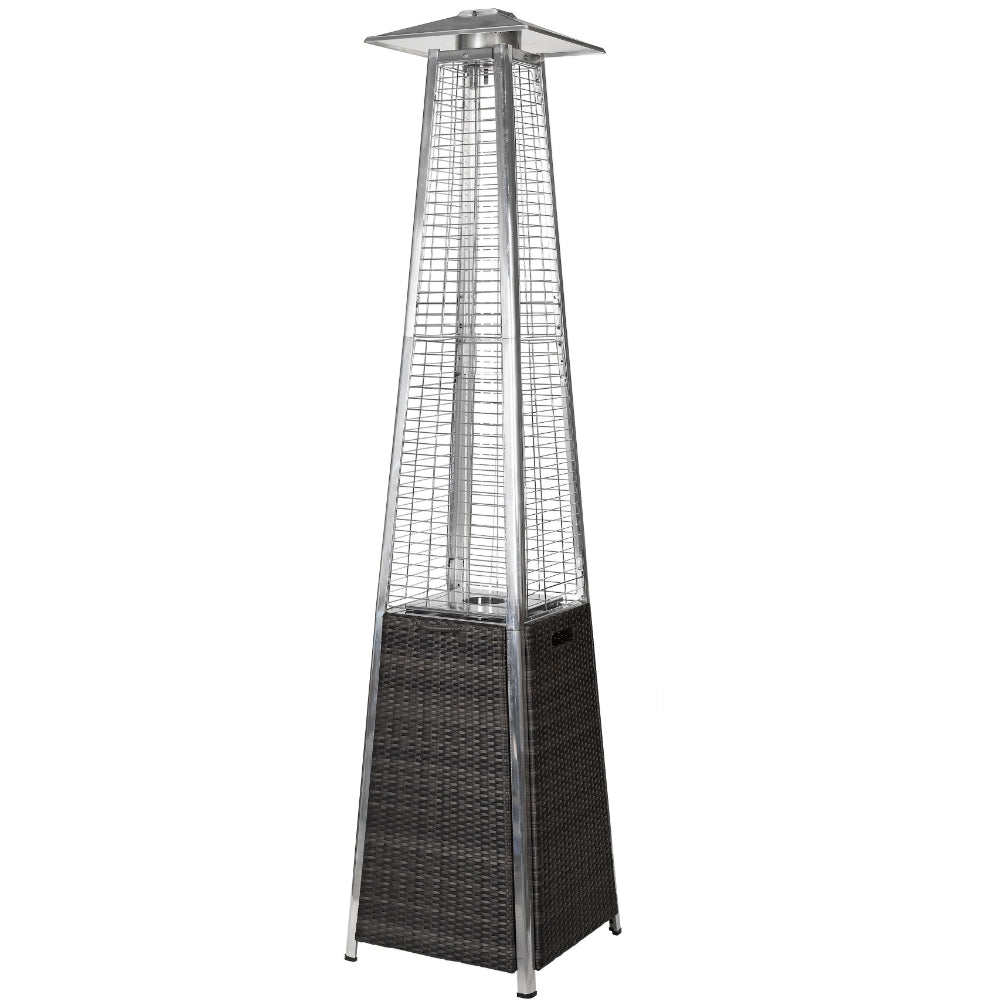 89" Tower Flame Propane Patio Heater - Black & Grey Wicker
