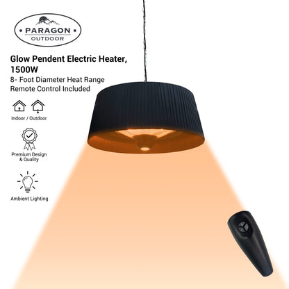 SOL GLOW Black Pendant Electric Heater, 36”, 1500W