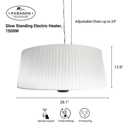SOL GLOW White Pendant Electric Heater, 36”, 1500W