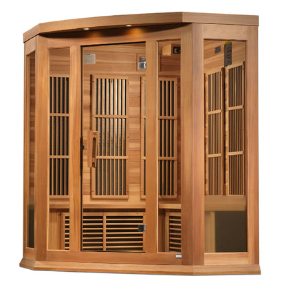 Maxxus 3-Person Corner Near Zero EMF (Under 2MG) FAR Infrared Sauna (Canadian Red Cedar)