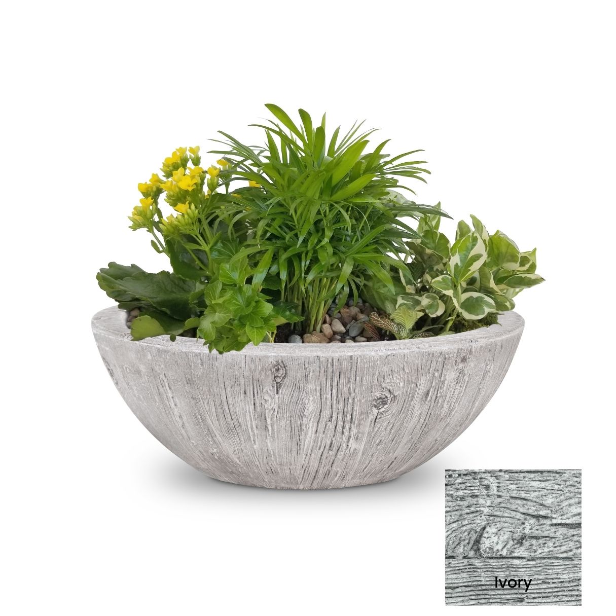 Sedona Wood Grain Concrete Planter Bowl by The Outdoor Plus