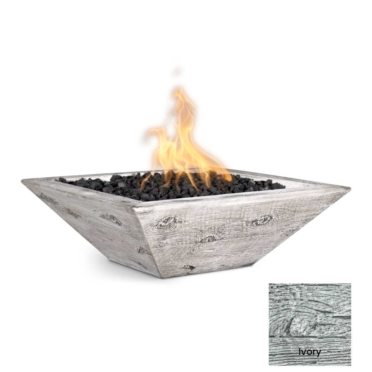 Maya Wood Grain Concrete Fire Bowl by The Outdoor Plus - Free Cover Included