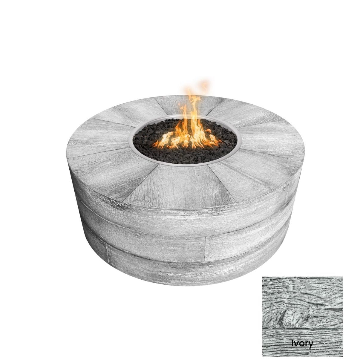 Sequoia Wood Grain Concrete Fire Pit by The Outdoor Plus - Free Cover Included