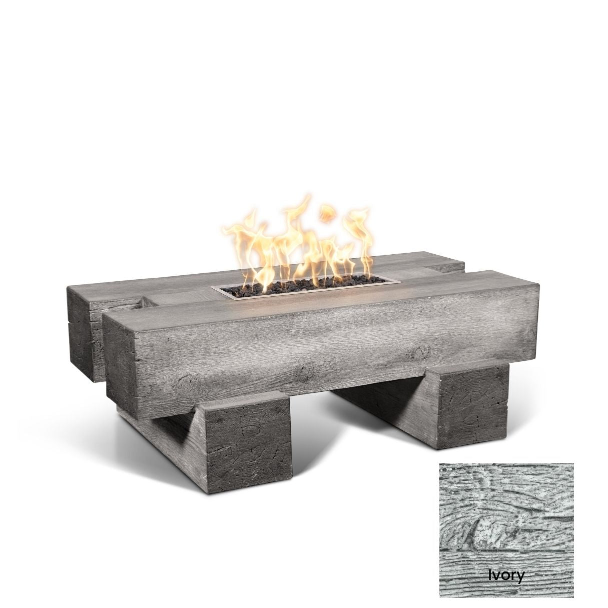 Palo Wood Grain Concrete Fire Pit by The Outdoor Plus - Free Cover Included