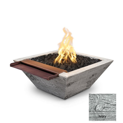 Maya Wood Grain Concrete Fire & Water Bowl - Wide Spill by The Outdoor Plus - Free Cover Included