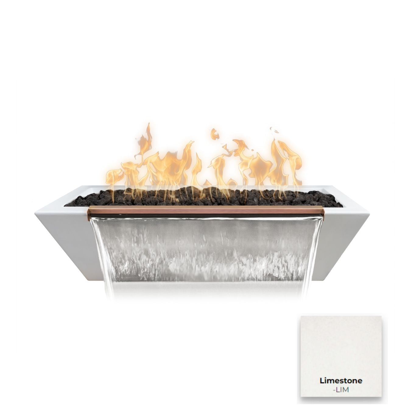 Linear Maya Concrete Fire & Water Bowl by The Outdoor Plus - Free Cover Included