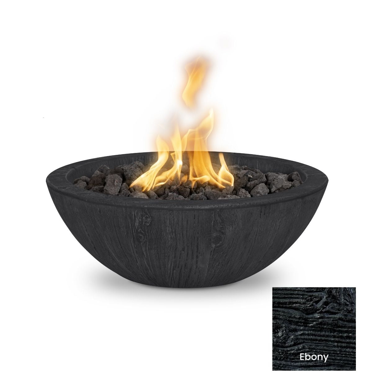 Sedona Wood Grain Concrete Fire Bowl by The Outdoor Plus - Free Cover Included