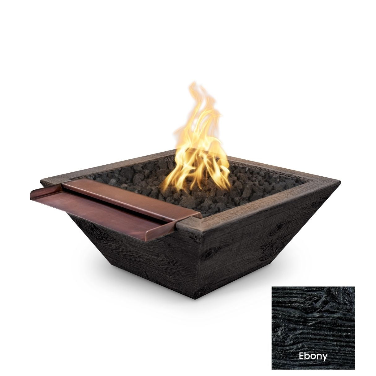 Maya Wood Grain Concrete Fire & Water Bowl - Wide Spill by The Outdoor Plus - Free Cover Included