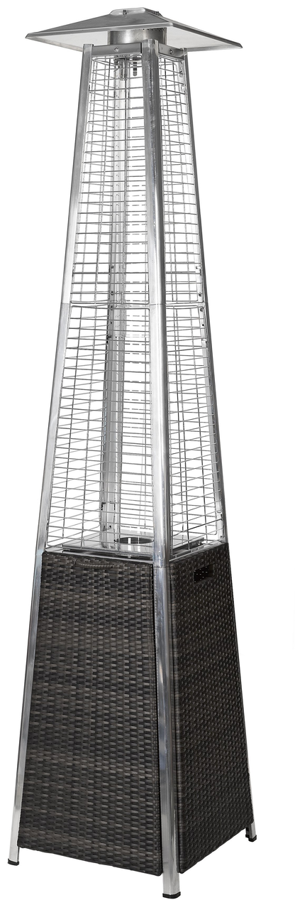 89" Tower Flame Propane Patio Heater - Black & Grey Wicker