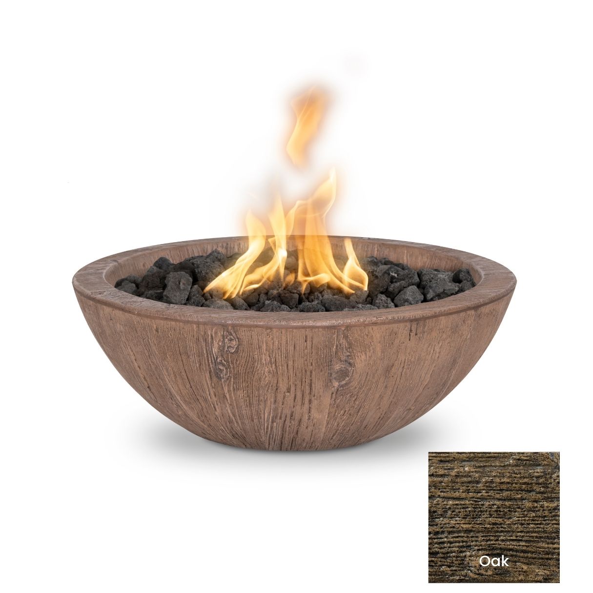 Sedona Wood Grain Concrete Fire Bowl by The Outdoor Plus - Free Cover Included