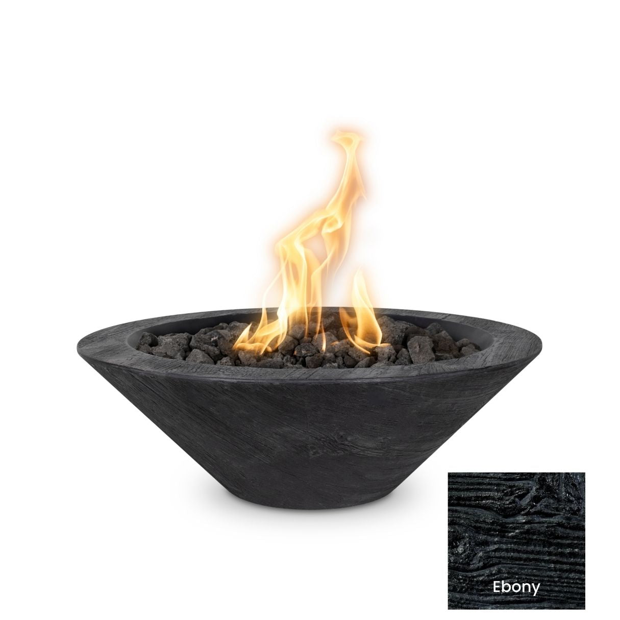 Cazo Wood Grain Concrete Fire Bowl by The Outdoor Plus - Free Cover Included