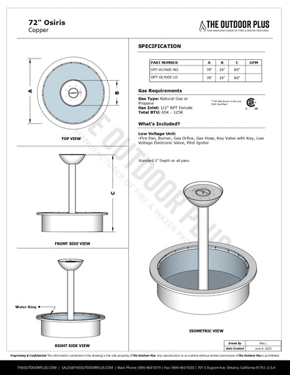 The Outdoor Plus Osiris Fire & Water Fountain - Free Cover