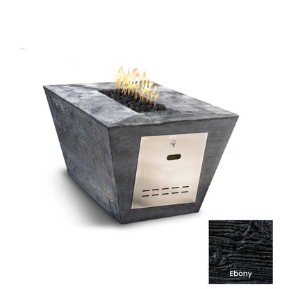 Plymouth Rectangular Wood Grain Concrete Fire Pit by The Outdoor Plus - Free Cover Included