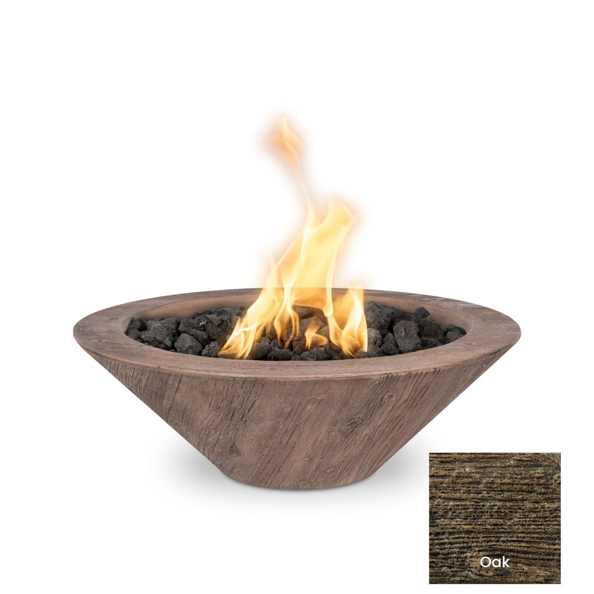 Cazo Wood Grain Concrete Fire Bowl by The Outdoor Plus - Free Cover Included