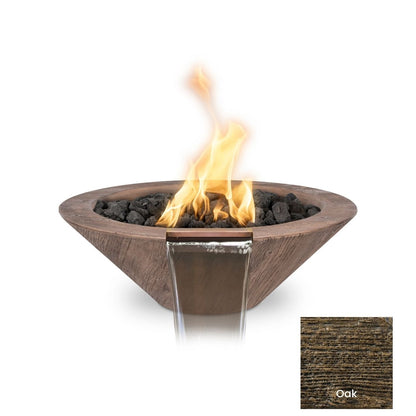 Cazo Wood Grain Concrete Fire & Water Bowl by The Outdoor Plus - Free Cover Included