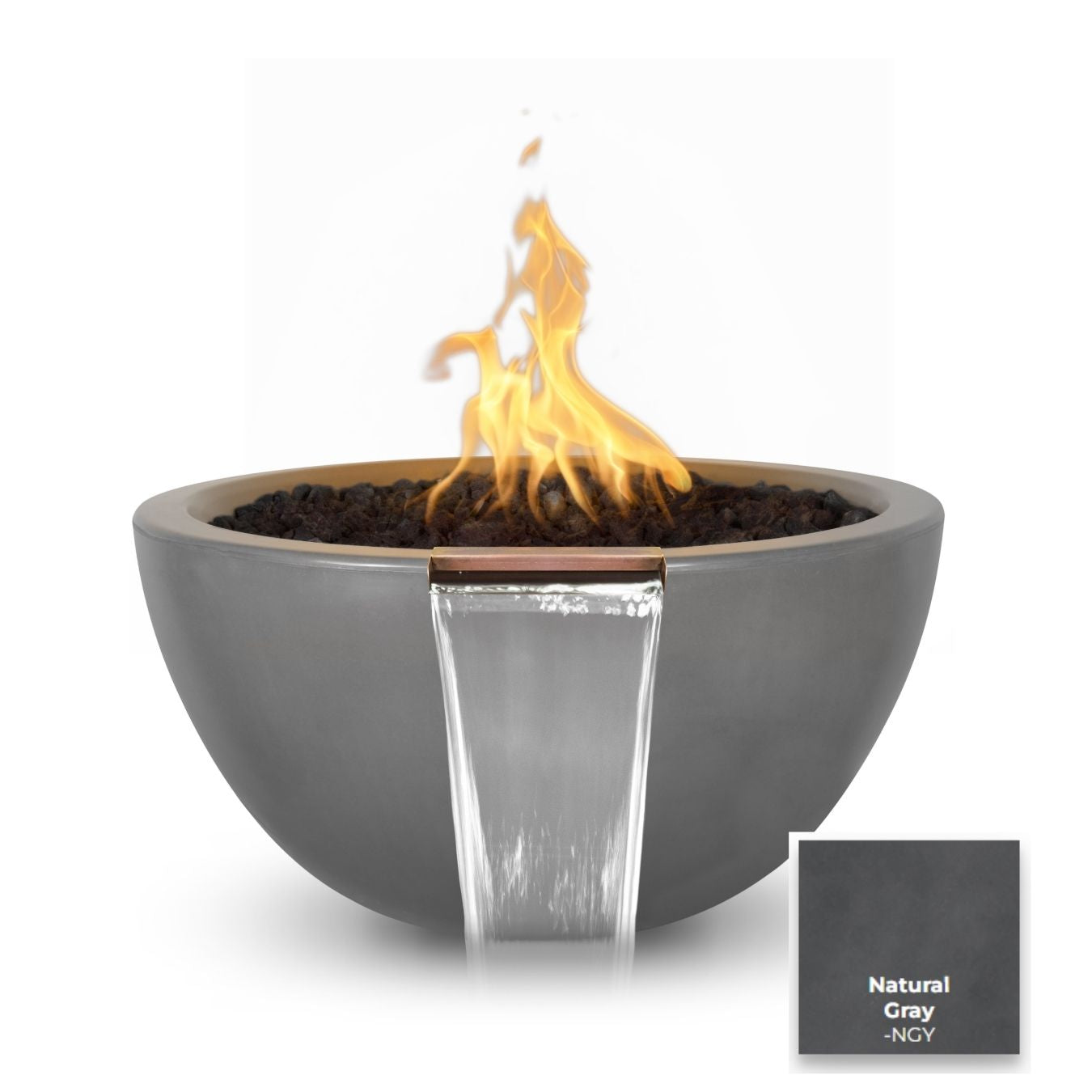 Luna Concrete Fire & Water Bowl by The Outdoor Plus - Free Cover Included