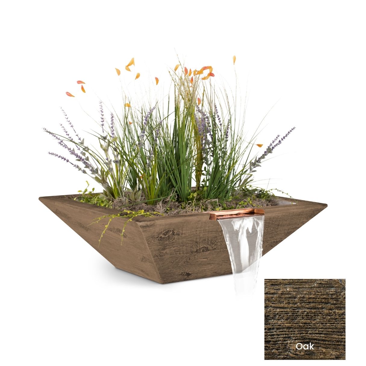 Maya Wood Grain Concrete Planter & Water Bowl by The Outdoor Plus