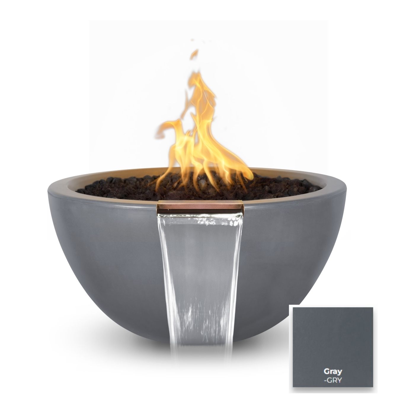 Luna Concrete Fire & Water Bowl by The Outdoor Plus - Free Cover Included