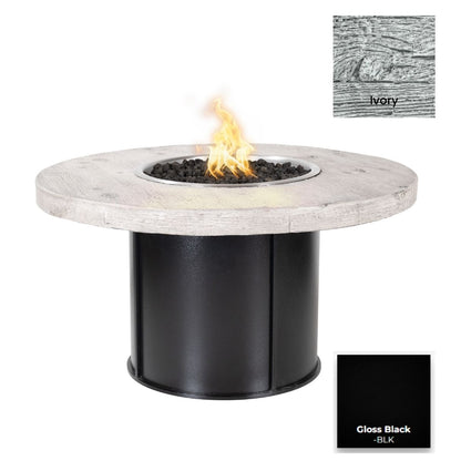 Fresno Wood Grain Concrete and Steel Fire Table by The Outdoor Plus - Free Cover Included