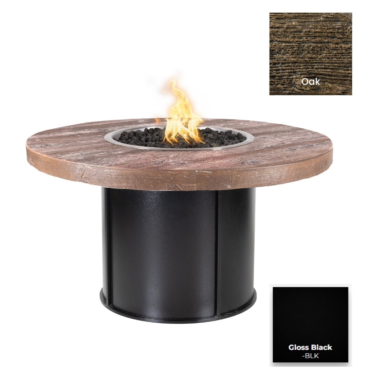 Fresno Wood Grain Concrete and Steel Fire Table by The Outdoor Plus - Free Cover Included