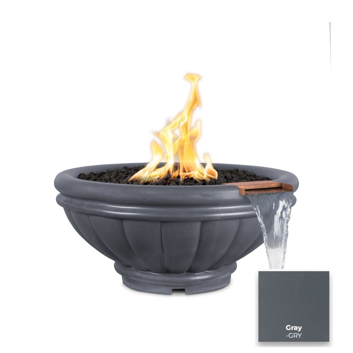 Roma Concrete Fire & Water Bowl by The Outdoor Plus - Free Cover Included