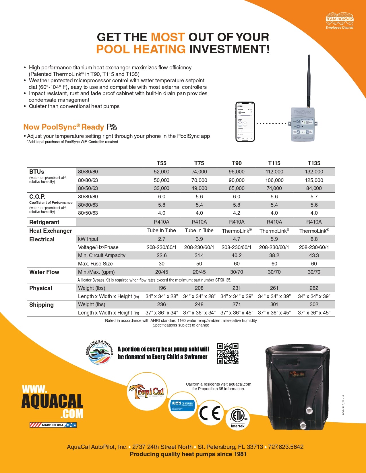 AquaCal TropiCal® Pool Heat Pump T115