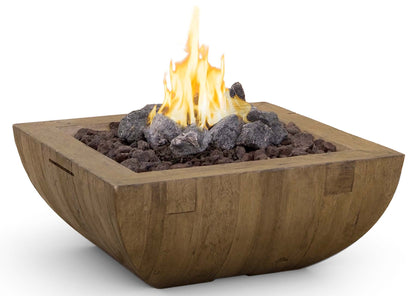 American Fyre Designs Reclaimed Wood Bordeaux Square Fire Bowl + Free Cover