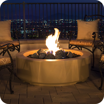 American Fyre Designs Louvre Round Fire Pit with Electronic Ignition + Free Cover
