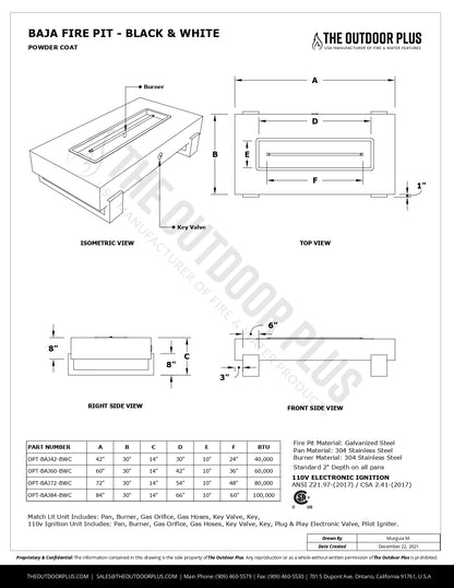 The Outdoor Plus Baja Black & White Powder Coat Fire Pit + Free Cover