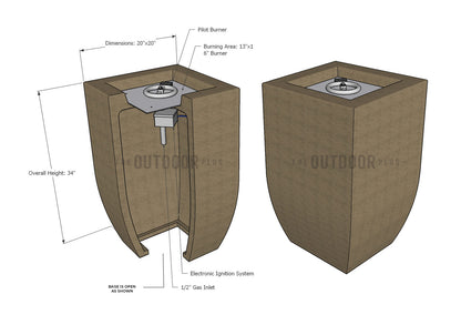 The Outdoor Plus Baston Concrete Fire Pillar - Free Cover