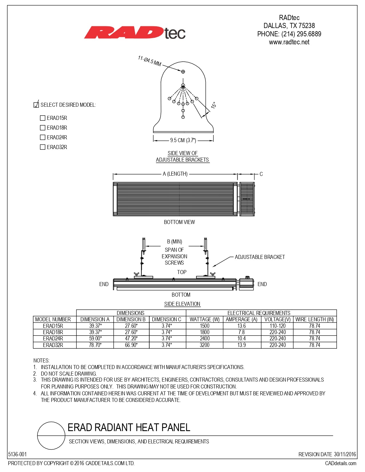 Zero Light Electric Patio Heater (3200W/220V)