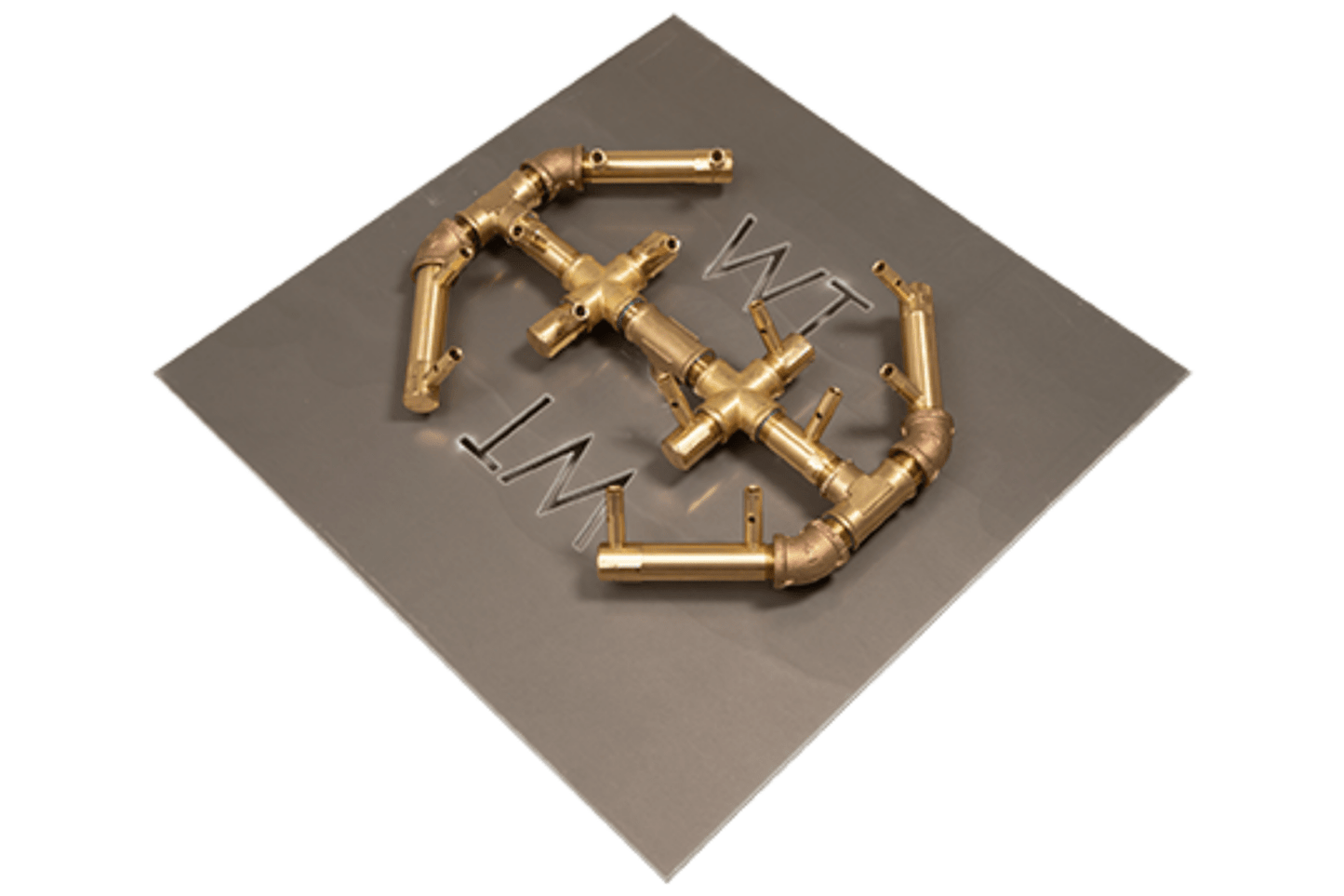 Warming Trends Octagonal Crossfire Brass Fire Pit Burner - 140K BTU 12.5” x 14.5"