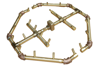 Warming Trends Octagonal Crossfire Brass Fire Pit Burner - 280K BTU 22.75" x 21.75"