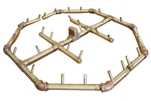 Warming Trends Octagonal Crossfire Brass Fire Pit Burner - 320K BTU 24.5" x 24.5"