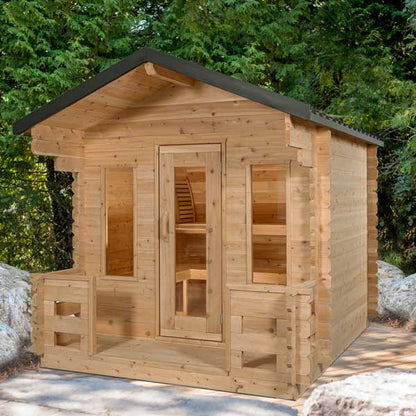 Dundalk Leisurecraft Georgian Cabin Sauna w/ Porch (2-6 people) - Wood Burning