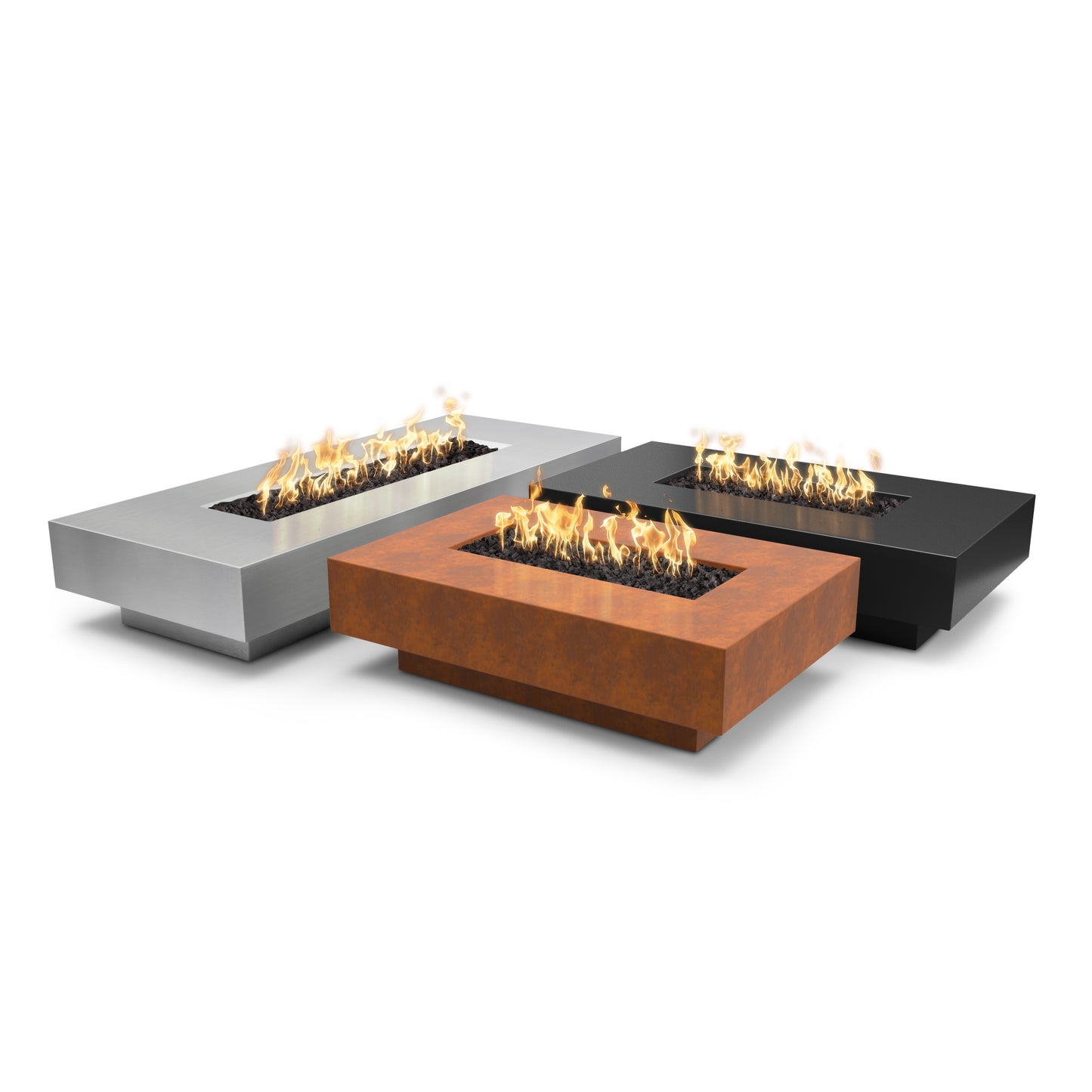 Cabo Linear Metal Fire Pit by The Outdoor Plus - Free Cover Included