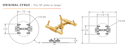 Warming Trends Original Crossfire Brass Fire Pit Burner - 60K BTU 7.5" x 7.5"